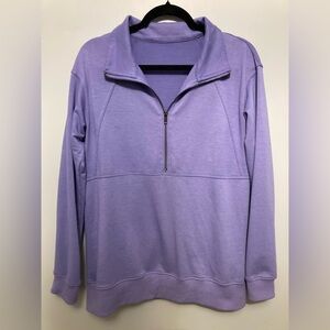 Purple Half Zip Sweatshirt Collar Pullover Stretch Athletic Size Medium Womens